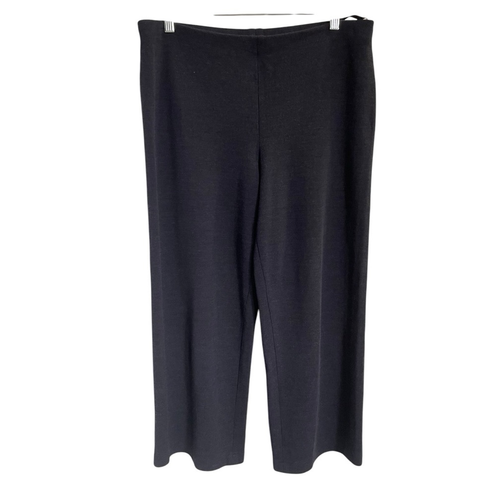 Eileen Fisher Dark Purple Wool Blend Soft Pull on Knit Pants Wide‎ Leg Size M